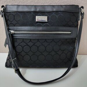 Nine West Black Logo Shoulder Bag • Zip Top Purse